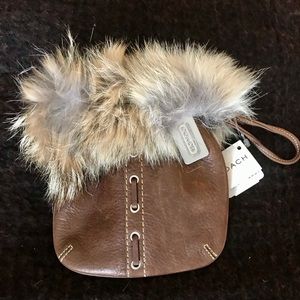 ❤️ Small Rustic Leather Pouch Lined w/Fur by Coach